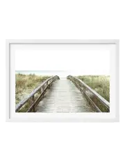 [Profile Australia] Australian Made Wooden Beach Path Art Print A2 in White Frame
