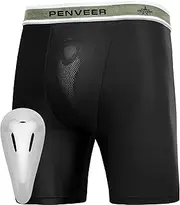 [Penveer] Youth Compression Shorts with Protective Cup - Youth Cup Underwear with Cup, Boys Compression Shorts