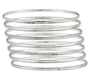 Set of 7 Comfort Fit SlipOn Bangle Bracelet REAL 925 Sterling Silver J278946 QVC