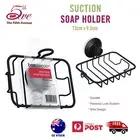 Metal Suction Soap Dish Holder Black Wire Sponge Shower Bath Kitchen Wall Hanger
