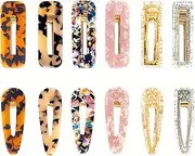 Doromy 12 Pcs Geometric Alligator Hair Clip Set Acrylic Resin Hair Clips Hollow Hair Pins Sweet Headwear Hair Accessories Cute Hair Barrettes Bobby Pins for Women Girls