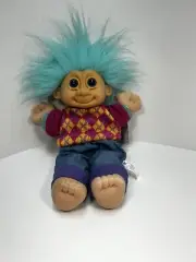 VTG Russ Troll Kidz Doll TYLER 12” Aqua Blue Hair