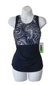A5 NWT PRINCE Navy Printed Double Layer Tennis Tank W/Match Knit Skort Set Sz S