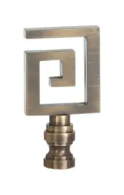 B&P Lamp® Greek Key Lamp Finial, 2 1/2 Inch Ht, 1/4-27 Tap
