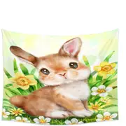 Cute Animal Art Bunny in the Flower Garden Tapestry