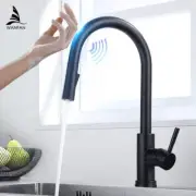 Smart Touch Sensor Kitchen Faucet Single Handle Pull-Out Water Mixer Tap