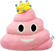 Emoji Crown Poo Face Emoticon Cushion Stuffed Plush Soft Pillow, Official Certified, EvZ 35cm Pink