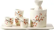 Wine Jug 7 Piece Sake Set Saki Cups Hand Painted Design Japanese Sake Pot Set Traditional Sake Cup Ceramic Crafts Wine Glasses Wine Glass