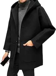 [Zylphorix] Men Casual Loose Hooded Faux Woolen Coat Mid Long Pocket Button Windbreaker Winter Handsome Classy Cozy Pea Coat