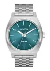 NIB Mens Nixon Time Teller Solar Watch $150 20mm band silver