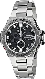 Casio Men's G-Shock G-Steel Band Tough Solar Bluetooth Watch, Black Dial and Steel Band