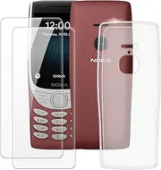 [MILEGAO] Nokia 8210 4G Case + 2PCS Screen Protector Tempered Glass, Ultra Thin Bumper Shockproof Soft TPU Silicone Cover Case for Nokia 8210 4G (2.8”)