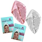 NNEDSZ Set of 2 Magic Quick Dry Microfibre Hair Dryer Towels Pink + White
