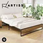 Artiss Bed Frame Queen Size Metal Mattress Base Platform Foundation Black OSLO