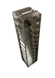 Chest Freezer Rack for 2" high lab. freezer boxes, 11 position w/ locking rod