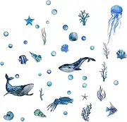 Generic Fluorescent Noctilucent Wall Stickers - Fish Turtle Jellyfish Wall Decor | Waterproof Theme Fluorescent Sticker, Fish Turtle Jellyfish Wall Decor for