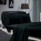 1000TC Ultra Soft King Single Size Bed Black Flat & Fitted Sheet Set Fabric Fant