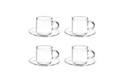 COFFEE CULTURE ODIN 90ml BOROSILICATE GLASS CUPS AND SAUCERS - SET 4