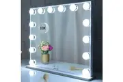 Hollywood Makeup Vanity Mirror with LED Lights and Detachable 10X Magnification Mirror (White, 62 x 51 cm)