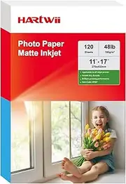 HARTWII 120 Sheets Matte Presentation Paper 11x17 48lb 180gsm Photo Paper for All Dye Ink Inkjet Printers