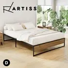 Artiss Bed Frame Double Size Metal Mattress Base Platform Foundation Black OSLO