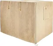 Taily 36" Jute Dog Cage Cover Enclosure Zippers Cover Sleep Helper for Metal Pet Crate Medium Beige