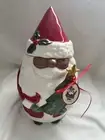 Blue Sky Clayworks Hand Crafted Hand Panted Stoneware 2019 Santa New Cookie Jar