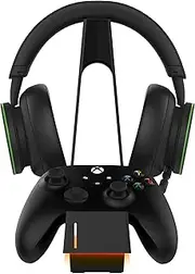 Combo Charge X™ (Black) – Xbox Controller & Headset Wireless Charging Station – Xbox Controller and Headphone Charging Stand Works with USB-C and Micro USB – Includes 1100 mAH Battery