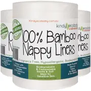 500 x Bamboo Flushable Liners, disposable Nappy Cloth Natural Liners x 2 Rolls