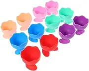 FELTECHELECTR 12pcs Silicone Egg Tray Egg Poacher Cup Household Egg Cup Adorable Egg Stand Egg Frying pan Makeup Sponge Drying Stand Breakfast Tray Egg Supporting Rack Base Silica Gel Gourd