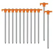 12PCS Tent Stakes Heavy Duty Camping Stakes,7.1Inch Non-Rust Metal Tent Pegs ...