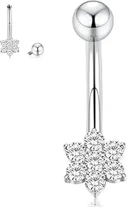 [PEAKLINK] Internal Thread Belly Button Ring 14G Belly Piercing Jewelry G23 Titanium Belly Barbell Navel Ring Navel Piercing Jewelry For Women 8mm 10mm 12mm