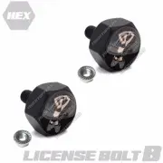 2 Custom Hex Black Billet License Plate Frame Fastener Tag Bolts PIN UP GIRL S2