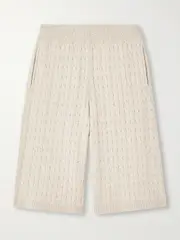 [Brunello Cucinelli] Brunello Cucinelli - Sequin-embellished Cable-knit Cotton-blend Shorts - Beige - small small Neutrals