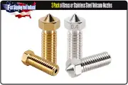V6 Volcano Nozzle, M6 Thread, 1.75 filament, Stainless Steel or Brass