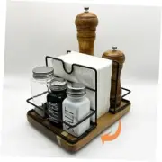 Napkin Holders for Kitchen Table, Rotating Wood Vertical Napkin Brow Acacia