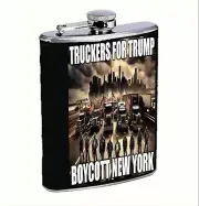 Truckers For Trump 2024 L2 8oz Stainless Steel Flask Drinking Whiskey Liquor