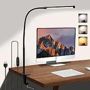 Lylilidy Desk Lamp with Metal Clamp & Adapter, USB Powered Eye-Caring LED Desk Light, 3 Colors 10 Brightness, Flexible Gooseneck Clip on Table Lamp for Home Office, Work, Reading, Nail, Craft