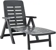 Sun Lounger, Outdoor Sun Lounge Patio Chaise Lounge Reclining Chair Recliner Chair Folding Sun Lounger Plastic Anthracite