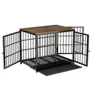 3-Door Dog Crate End Table with Removable Tray - Stylish Pet Furniture and Kennel