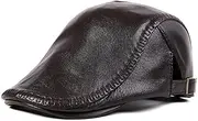 [WORNEW] Men's Leather Hat Men's Autumn and Winter Middle-Aged Dad Leather Forward Cap Old Man Beret Grandfather Cap Leather Hat (Color : Brown, Size : Large)