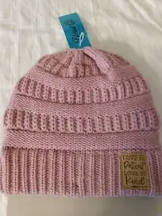 Blessed Girl Adult Winter Ponytail Hat Toboggan Beanie-Pink- Love Is Patient