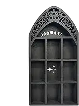 Decorative Wall Mount - Healing Stone Display, Gem Holder Shelf | Gothic Home Decor Shelf, Gemstone Collection Rack, Dark Wood Display Rack, Trinket Display Bracket for Stones Display and Nail Polish