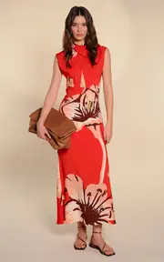 [Johanna Ortiz] Al Son De Las Astromelias Twisted Jersey Midi Dress
