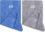 Set of 2 Sports Towels 95 x 40 cm Microfiber Fast Drying Fitness Sweat Towels Gym Towel with Fixation Fitness Towel for The Gym with Cover Non-Slip Function Quick Dry Towel (Light Blue + Light Gray)