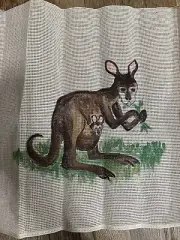 Hand Painted Needlepoint Canvas Kangaroo & Joey 11" x 9" NEW