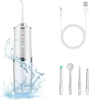 Electric Water Flosser Dental Pik Cordless3 Modes 4 Jet Tips Cleaning & Flossing