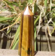 Polished Tiger Eye Crystal Generator Point 92 Grams 90mm Tall 6 Sided Point