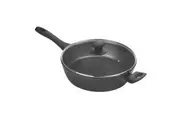 Pyrolux Pyrostone 28cm Sautepan w/ Glass Lid Induction Fry Pan Cookware Black