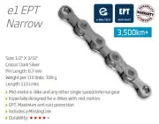 KMC E1 Chain 1/2 x 3/32" Single Speed EPT (Silver/Silver)